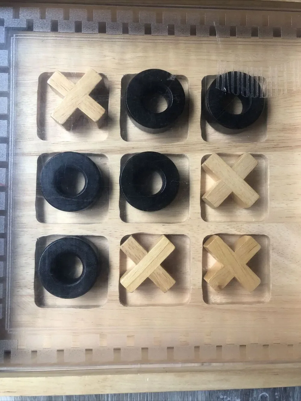 Woodfield Collection Tic Tac Toe Set Wooden 2002 With Clear Case . Used vintage